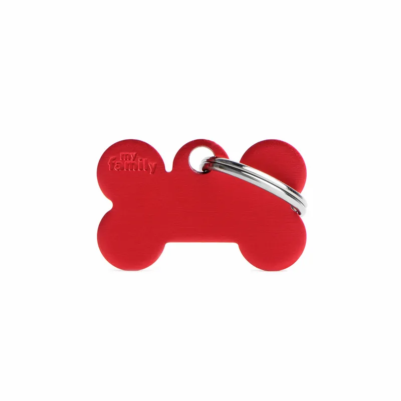 MY FAMILY Classic Small Bone Aluminum Tag rot Hundemarke Super-Preis